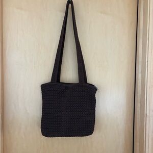 Jacqueline Ferrar chocolate Brown Crochet Shoulder Bag